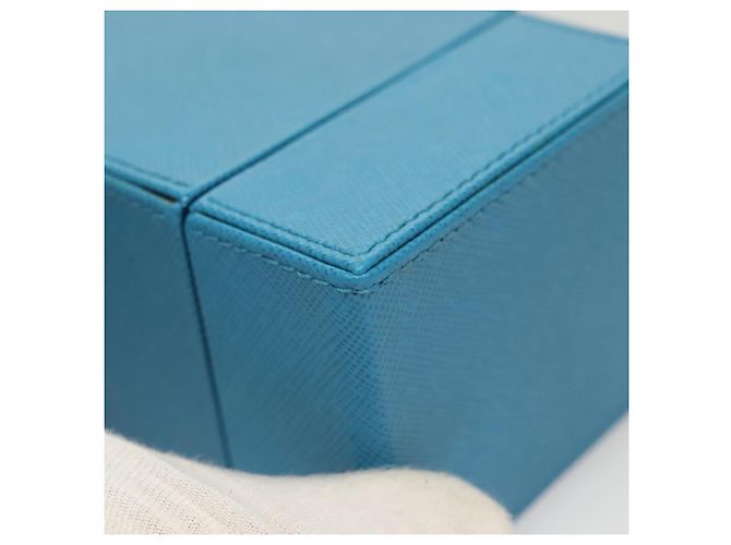 PRADA Cosmetic Pouch Leather Blue Auth 118869M - view 15