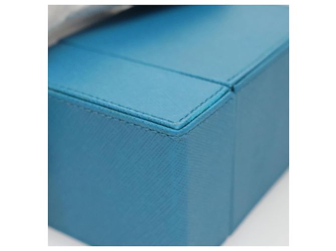 PRADA Cosmetic Pouch Leather Blue Auth 118869M - view 16