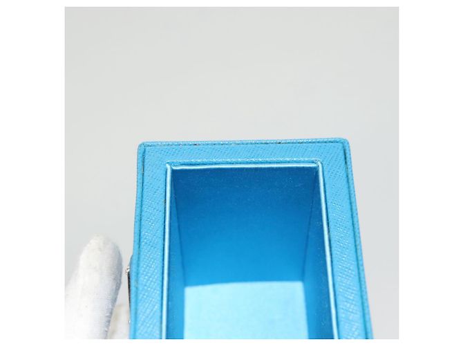 PRADA Cosmetic Pouch Leather Blue Auth 118869M - view 18
