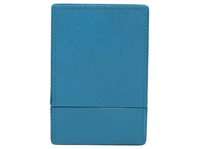 PRADA Cosmetic Pouch Leather Blue Auth 118869M - view 2
