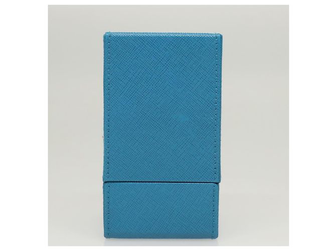 PRADA Cosmetic Pouch Leather Blue Auth 118869M - view 3