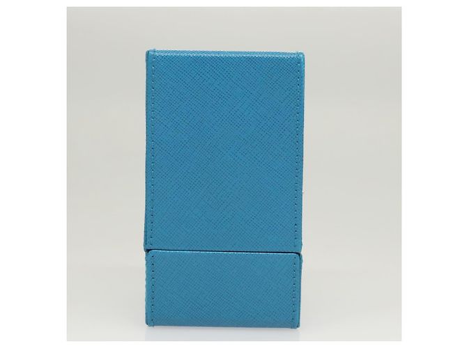 PRADA Cosmetic Pouch Leather Blue Auth 118869M - view 4