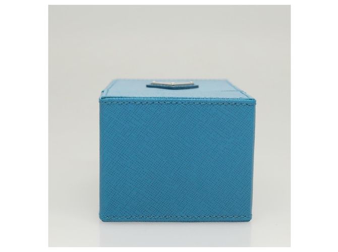 PRADA Cosmetic Pouch Leather Blue Auth 118869M - view 6