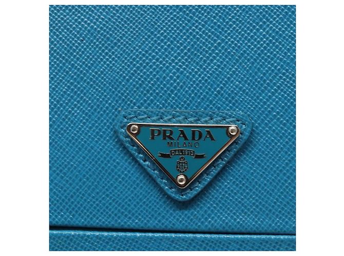 PRADA Cosmetic Pouch Leather Blue Auth 118869M - view 8