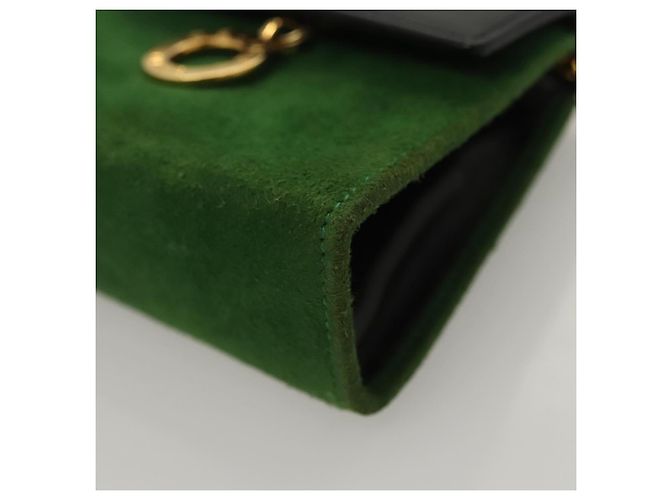 Céline Pochette a catena CELINE in pelle scamosciata verde oro Auth BD2160 D'oro - vista 14