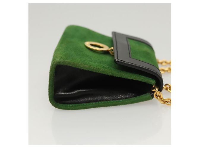 Céline Pochette a catena CELINE in pelle scamosciata verde oro Auth BD2160 D'oro - vista 3