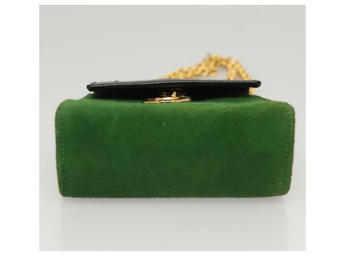 Céline Pochette a catena CELINE in pelle scamosciata verde oro Auth BD2160 D'oro - vista 5