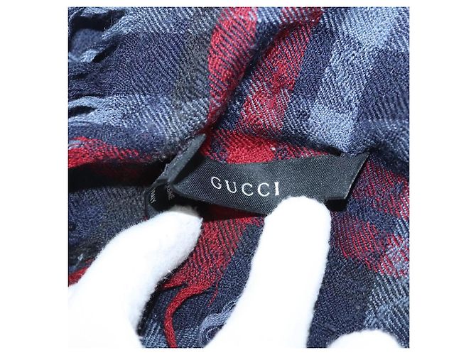 GUCCI Stole Wool Navy Auth SW820 Navy blue - view 10