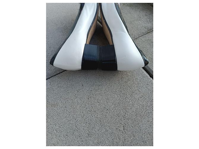 Autre Marque Décolleté Brunate Stile Mocassino Pelle Bianca e Vernis Nero Bianco - vista 10