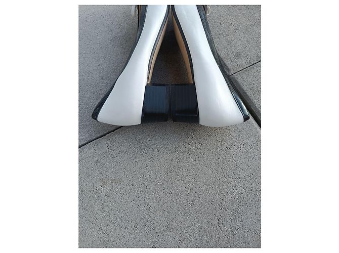 Autre Marque Décolleté Brunate Stile Mocassino Pelle Bianca e Vernis Nero Bianco - vista 13