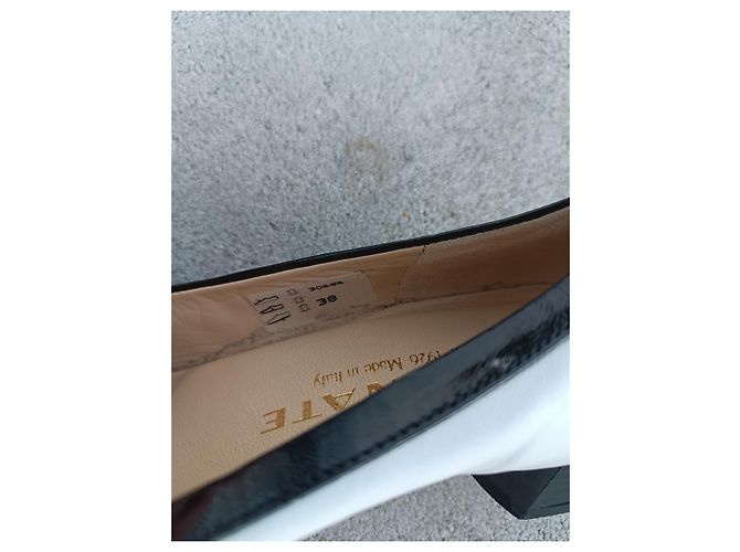 Autre Marque Décolleté Brunate Stile Mocassino Pelle Bianca e Vernis Nero Bianco - vista 7