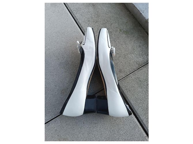 Autre Marque Décolleté Brunate Stile Mocassino Pelle Bianca e Vernis Nero Bianco - vista 8