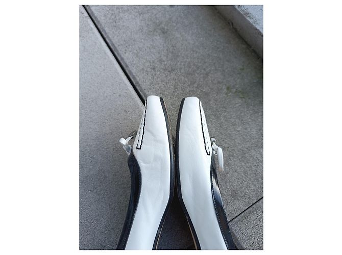Autre Marque Décolleté Brunate Stile Mocassino Pelle Bianca e Vernis Nero Bianco - vista 9