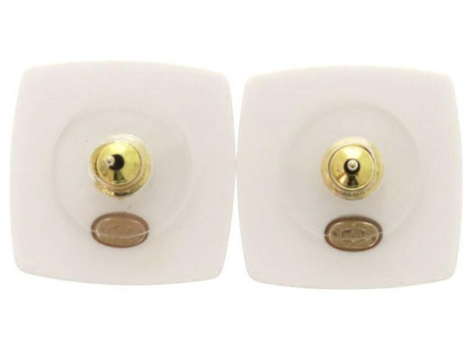 Orecchini Chanel Coco Mark Motivo Matelassé in plastica con strass multicolori Rosa Blu Arancione - vista 4