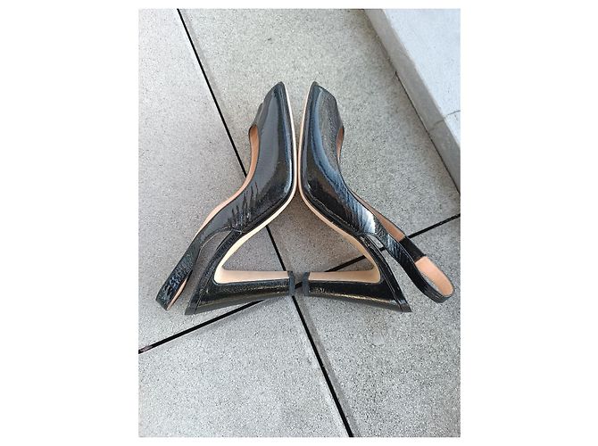 Sergio Rossi Sandalen aus Lackleder Dunkelgrau - Ansicht 10