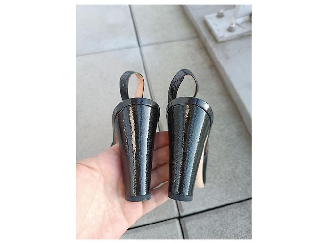 Sergio Rossi Sandalen aus Lackleder Dunkelgrau - Ansicht 13