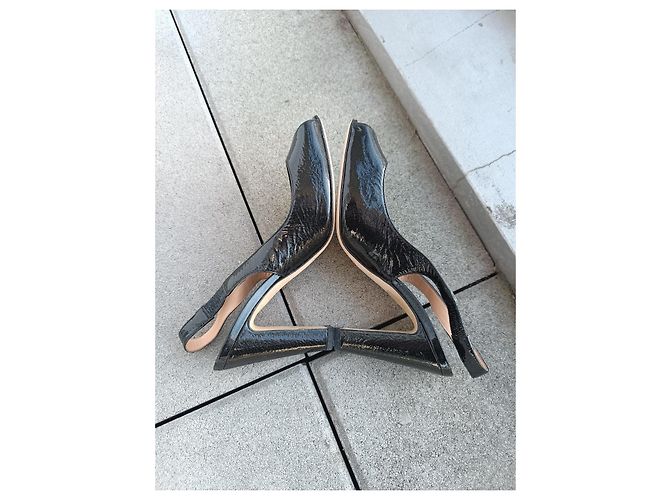 Sergio Rossi Sandalen aus Lackleder Dunkelgrau - Ansicht 7