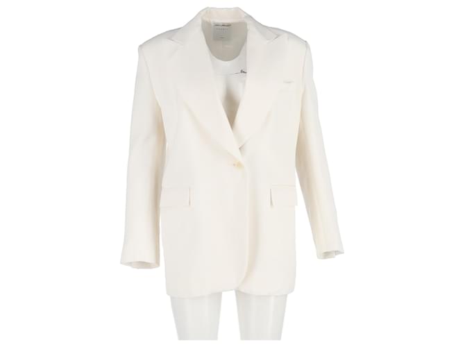 Sandro-Blazer aus cremefarbenem Polyester Weiß Roh - Ansicht 4