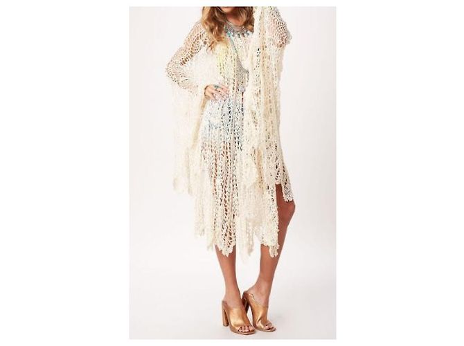 Antik Batik Cremefarbener gehäkelter Antik-Batik-Poncho - Ansicht 8