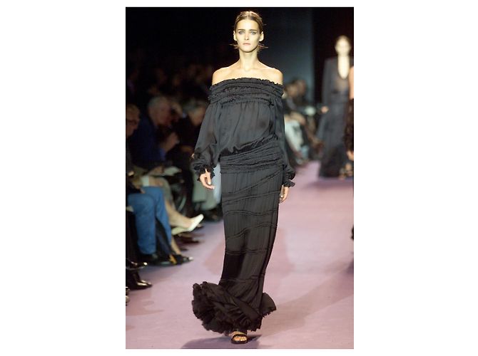 Yves Saint Laurent Schwarzes schulterfreies Kleid - Ansicht 5