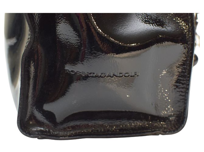 Autre Marque Borsa a mano Roberta Gandolfi in pelle verniciata nera con perline Nero - vista 16