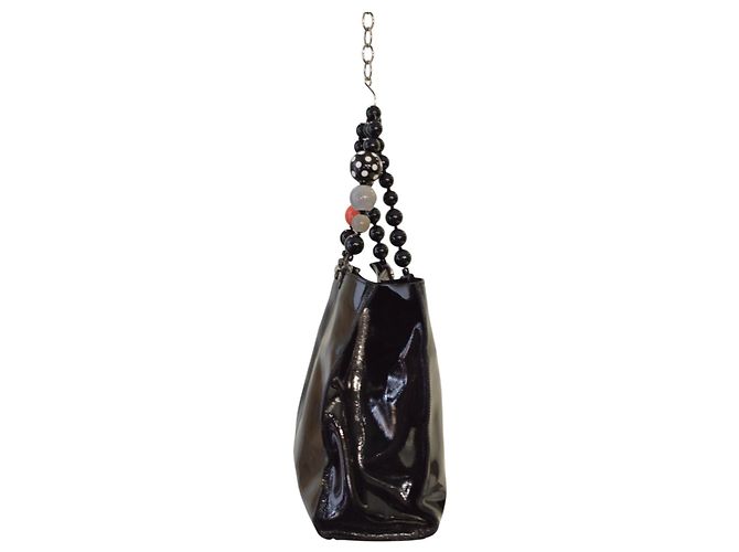 Autre Marque Borsa a mano Roberta Gandolfi in pelle verniciata nera con perline Nero - vista 3