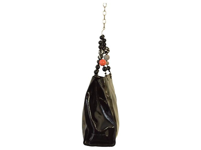 Autre Marque Borsa a mano Roberta Gandolfi in pelle verniciata nera con perline Nero - vista 4