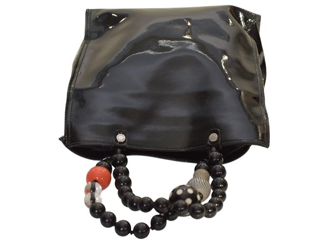 Autre Marque Borsa a mano Roberta Gandolfi in pelle verniciata nera con perline Nero - vista 5