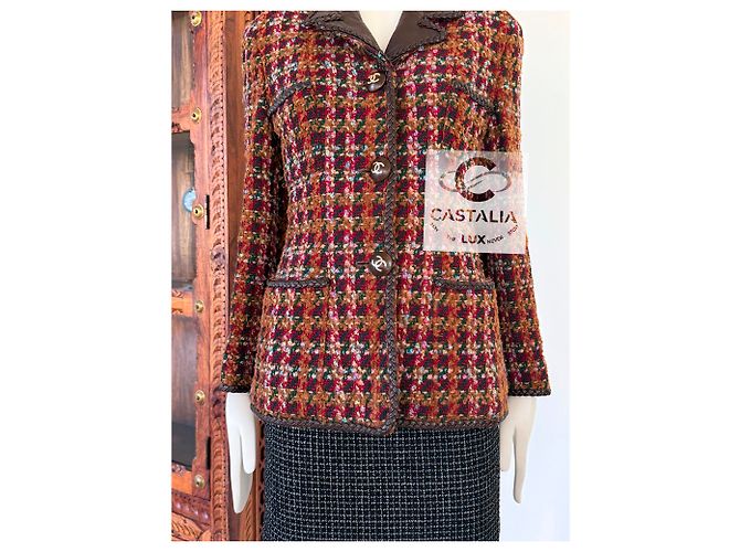 Chanel Chaqueta de tweed marrón estilo supermodelo rarefied de 1993 Multicolor - vista 10