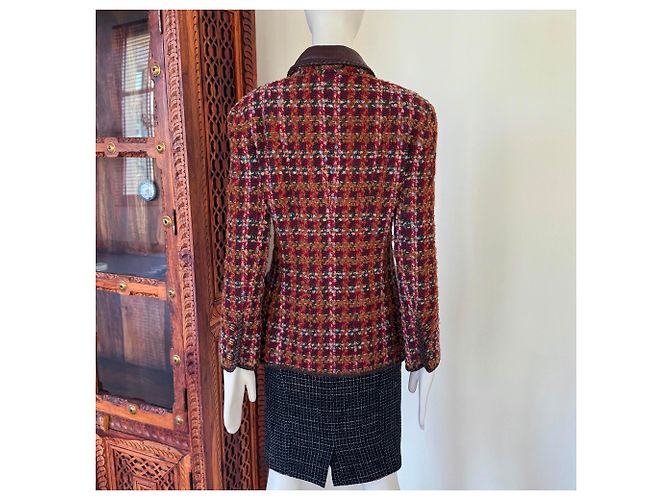 Chanel Chaqueta de tweed marrón estilo supermodelo rarefied de 1993 Multicolor - vista 14