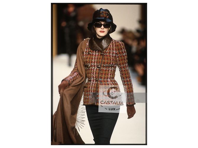 Chanel Chaqueta de tweed marrón estilo supermodelo rarefied de 1993 Multicolor - vista 2