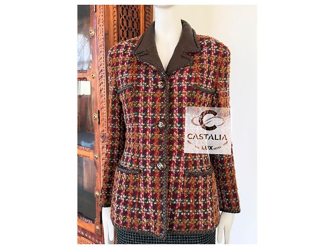 Chanel Chaqueta de tweed marrón estilo supermodelo rarefied de 1993 Multicolor - vista 3