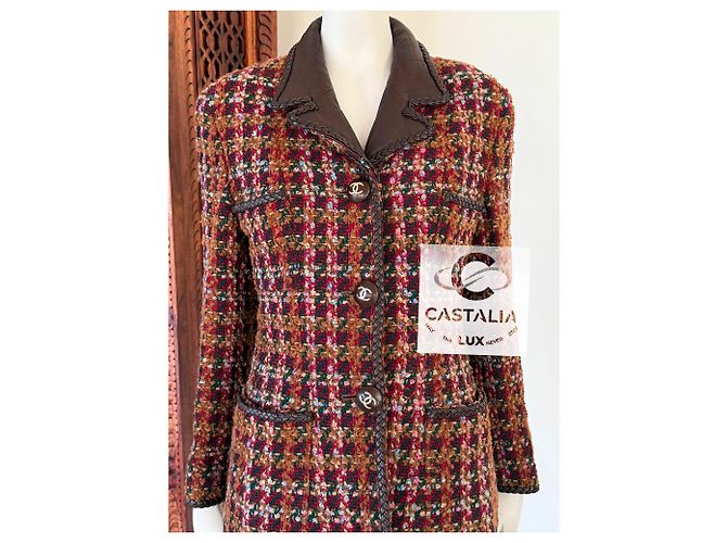 Chanel Chaqueta de tweed marrón estilo supermodelo rarefied de 1993 Multicolor - vista 4