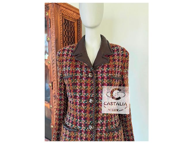 Chanel Chaqueta de tweed marrón estilo supermodelo rarefied de 1993 Multicolor - vista 6