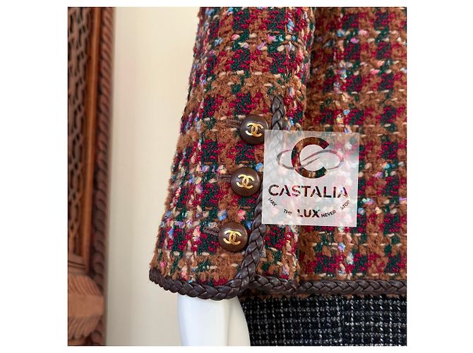 Chanel Chaqueta de tweed marrón estilo supermodelo rarefied de 1993 Multicolor - vista 7