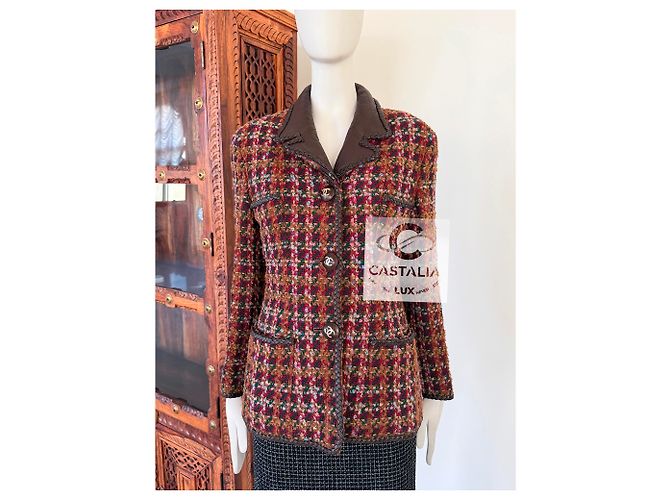 Chanel Chaqueta de tweed marrón estilo supermodelo rarefied de 1993 Multicolor - vista 9