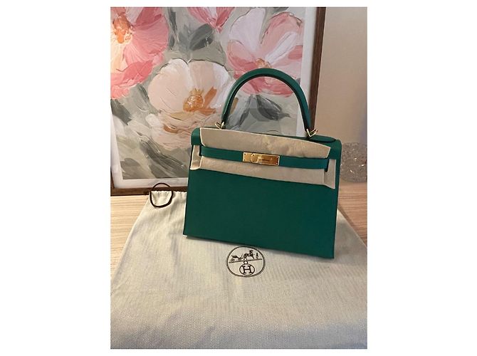 Hermès Kelly Sellier 28 Epsom Verde Vertigo Oro Verde scuro - vista 2