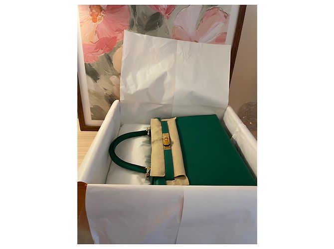 Hermès Kelly Sellier 28 Epsom Verde Vertigo Oro Verde scuro - vista 4