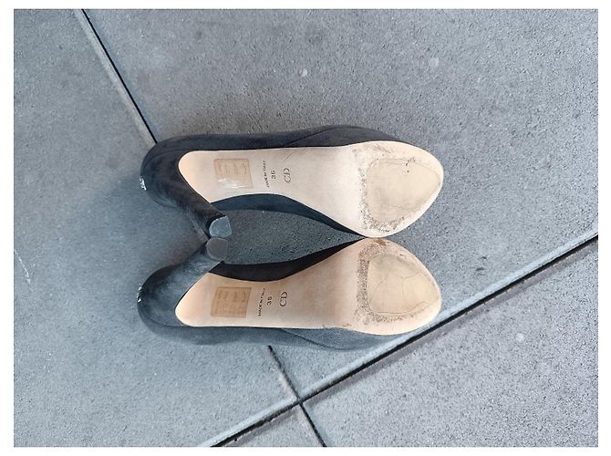 Dior High Heels aus grauem Leder mit CD Logo Größe 36 - Ansicht 14