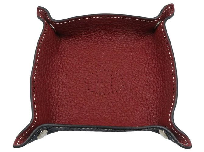 Hermès Vide Poche Mini en Cuir Swift Hermes Rouge Bleu Marine - vue 2