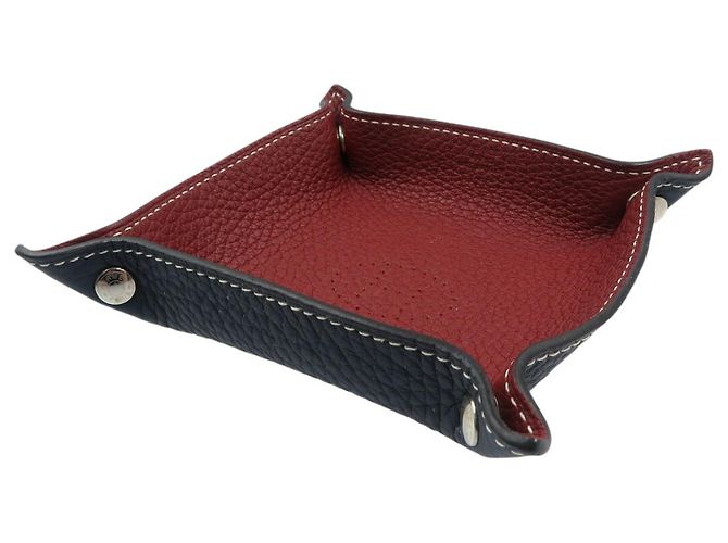 Hermès Vide Poche Mini en Cuir Swift Hermes Rouge Bleu Marine - vue 3