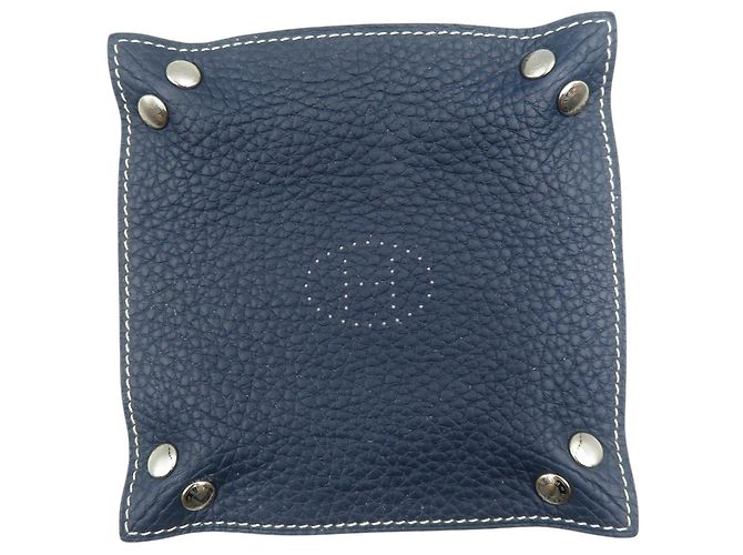 Hermès Vide Poche Mini en Cuir Swift Hermes Rouge Bleu Marine - vue 4