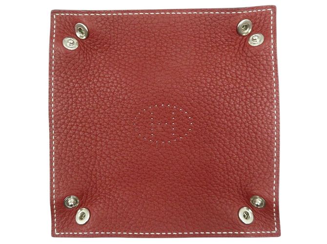 Hermès Vide Poche Mini en Cuir Swift Hermes Rouge Bleu Marine - vue 5