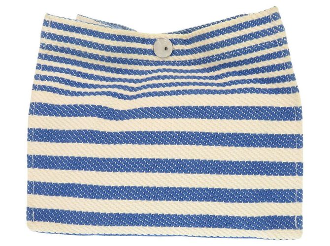 Hermès Bolsa de algodón a rayas Hermes Azul Crudo - vista 3
