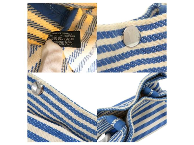 Hermès Bolsa de algodón a rayas Hermes Azul Crudo - vista 9