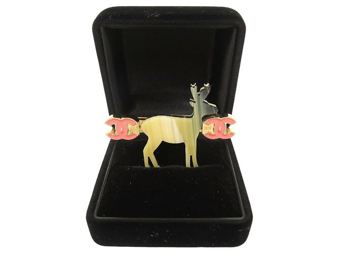 Spilla con motivo di renna Chanel Rosa Beige D'oro - vista 3