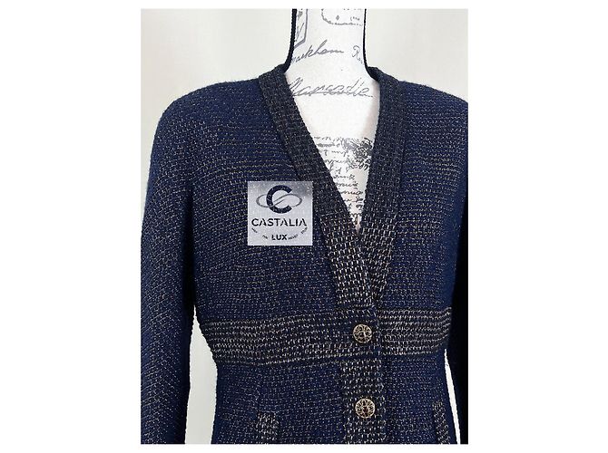 Chanel París / Egipto Chaqueta Celestial Gleam con Botones CC Gripoix 36 FR Azul marino - vista 10