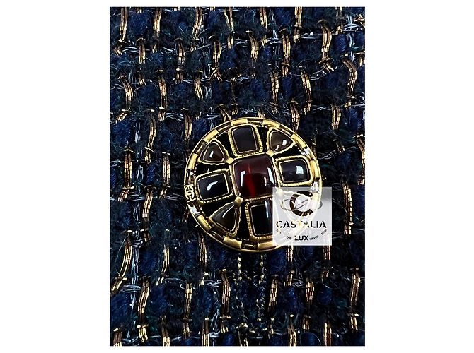 Chanel París / Egipto Chaqueta Celestial Gleam con Botones CC Gripoix 36 FR Azul marino - vista 11