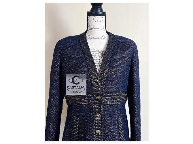 Chanel París / Egipto Chaqueta Celestial Gleam con Botones CC Gripoix 36 FR Azul marino - vista 13