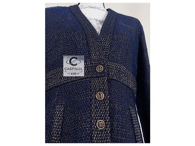 Chanel París / Egipto Chaqueta Celestial Gleam con Botones CC Gripoix 36 FR Azul marino - vista 14